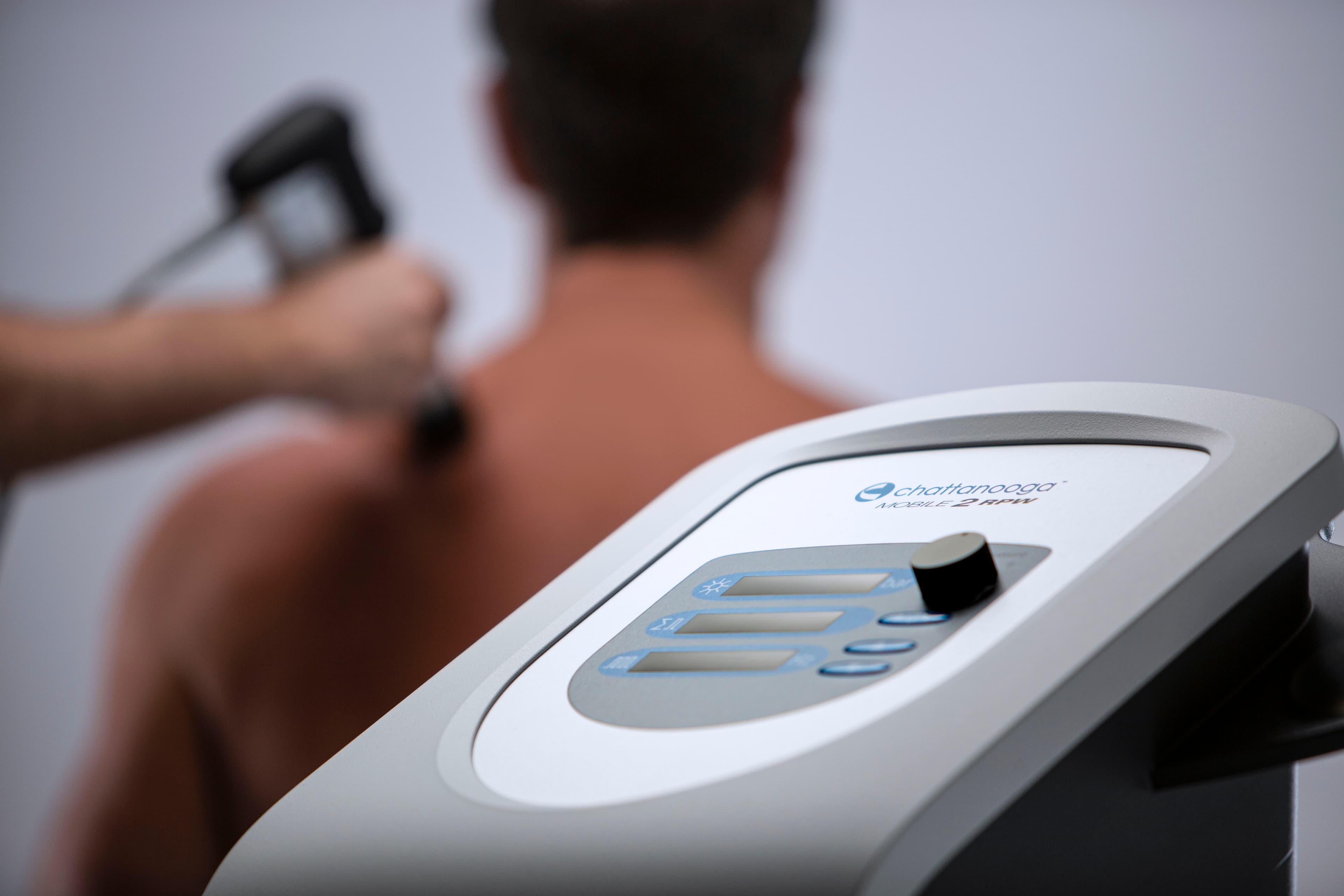 Shockwave therapy treatment on trapezius muscle